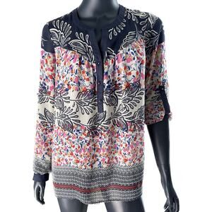 Anthropologie DANIEL RAINN Sheer Floral Tunic Blouse Top Size Small